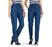 Amber Ladies Elasticated Waist Pull On Jeans (Pack of 2) 100% Cotton High Waisted Jeans for Women with Adjustable Drawstring Stonewash 12 Short