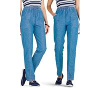 Amber Ladies Elasticated Waist Pull On Jeans (Pack of 2) 100% Cotton High Waisted Jeans for Women with Adjustable Drawstring Light Stonewash