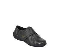 Amber Ladies Extra Wide EE Fit Leather Touch Close Shoes | Smart Everyday Comfort with Stylish Button Detail