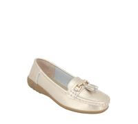 Amber Ladies Extra Wide EE Leather Loafers with Padded Insole Gold