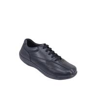 Amber Ladies Extra Wide EEE Fit Leather Lace Up Shoes, Comfortable Supportive Walking Shoes with Cushioned Collar & Stitched Detail Black 4