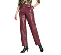 Amber Ladies Faux Leather Pull-On Trousers - Soft Leather Look with Elasticated Waist & Slant Pockets | Chic Wardrobe Essential Burgundy 14 Extra Short
