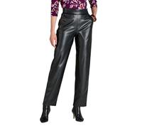 Amber Ladies Faux Leather Pull-On Trousers, Soft Leather Look with Elasticated Waist & Slant Pockets | Chic Wardrobe Essential Black 16 Extra Short