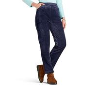 Amber Ladies Fleece Lined Cord Trousers - Soft Knitted Jersey Pull-On Pants with Elasticated Waist & Pockets Navy 10 Short