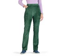 Amber Ladies Fleece Lined Cord Trousers - Soft Knitted Jersey Pull-On Pants with Elasticated Waist & Pockets Green 14 Extra Short