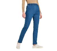 Amber Ladies Fleece Lined Pull-On Jeans, Cosy Elasticated Waist with Pockets, Warm Winter Denim Trousers for Women