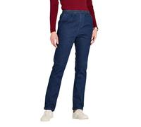 Amber Ladies Fleece Lined Pull-On Jeans - Cosy Elasticated Waist with Pockets - Warm Winter Denim Trousers for Women Indigo 18 Short
