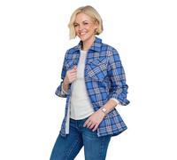 Amber Ladies Fleece Lined Zip Front Check Outer Shirt Cosy Flannel Style Blue 10