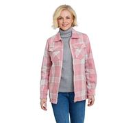 Amber Ladies Fleece Lined Zip Front Check Outer Shirt Cosy Flannel Style Pink 10