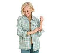 Amber Ladies Fleece Lined Zip Front Check Outer Shirt Cosy Flannel Style Soft Green 12