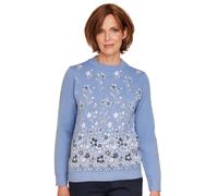 Amber Ladies Floral Jacquard Jumper, Soft Knit Long Sleeve Pullover