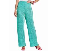 Amber Ladies Floral Plissé Trousers with Elasticated Waist, Lightweight Easy Care Pull-On Style Pants Jade 20 Short