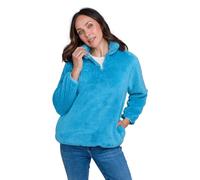 Amber Ladies Half Zip Borg Fleece Top Warm 1/2 Zip-Up Jumper with Side Pockets Soft Knitted Fleece Pullover Casual Long Sleeve Sweatshirt Denim 12-14