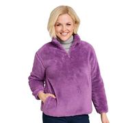 Amber Ladies Half Zip Borg Fleece Top Warm 1/2 Zip-Up Jumper with Side Pockets Soft Knitted Fleece Pullover Casual Long Sleeve Sweatshirt Plum 16-18