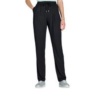 Amber Ladies Jersey Pleat Front Trouser - Supersoft Pull-On Viscose Jersey Trousers with Elastic Waist, Pleat Detail & Tie Accent Black 22 Short