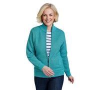 Amber Ladies Knitted Fleece Lined Zip Cardigan with Faux Fur Inner, Long Sleeve Outerwear (Sizes 10-26) Green 16-18