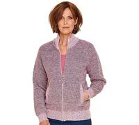 Amber Ladies Knitted Fleece Lined Zip Cardigan with Faux Fur Inner, Long Sleeve Outerwear (Sizes 10-26) Pink 12-14