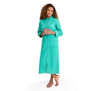Amber Ladies Knitted Zip Embroidered Dressing Gown Green 24-26