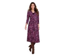 Amber Ladies Knot Front Detail Printed Midi 3/4 Sleeve Dress | Women's Soft Warm-Handle Fabric with Flattering Knot Front, Modesty Panel, Pull On Design, Approx. 44" inch / 112cm Length