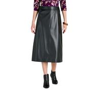 Amber Ladies Ladies Faux Leather A-Line Skirt, Chic Midi Look Elasticated Back Black