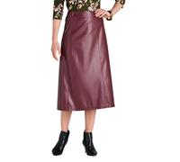 Amber Ladies Ladies Faux Leather A-Line Skirt, Soft Leather Look with Elasticated Back Waist | Chic Midi Style Burgundy 12