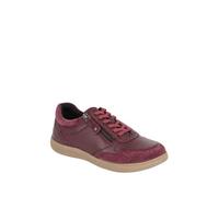 Amber Ladies Leather EE Fit Trainers, Side Zip, Lace-Up, Suede Trim | Ladies breathable leather footwear with cushioned ankle collar and side zip for easy, adjustable everyday comfort