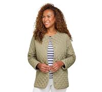 Amber Ladies Lightweight Showerproof Diamond Quilted Collarless Jacket with Stud Fastening & Side Seam Pockets Khaki 18
