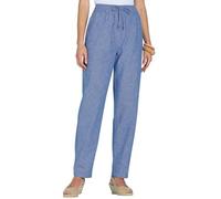 Amber Ladies Linen Trousers - Pull-On Elasticated Waist with Pockets, Lightweight Casual Summer Pants for Women Navy 20 Short