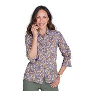 Amber Ladies Long Sleeve 100% Cotton Printed Shirt Button Through Blouse Green 10