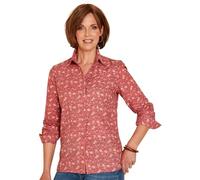 Amber Ladies Long Sleeve 100% Cotton Printed Shirt Button Through Blouse Pink 18