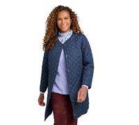 Amber Ladies Longline Lightly Quilted Collarless Jacket with Popper Fastenings and Pockets Navy 22