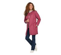 Amber Ladies Longline Lightly Quilted Collarless Jacket with Popper Fastenings and Pockets Wine 22