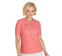 Amber Ladies Luxury Jersey-Lined Short Sleeve Lace Top with Pleated Detail