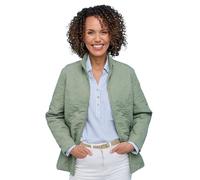 Amber Ladies Mock Quilt Showerproof Zip Jacket with Concealed Hood, Lightweight Diamond-Effect Quilted Coat in Blue or Soft Green, Sizes 10-20 Soft Green 12