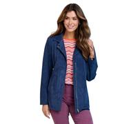 Amber Ladies Mock Suede Biker Jacket, Soft Faux Suede Zip Jacket with Studded Lapel, Front Pockets & Full Lining, Blue or Stone, Approx. 27.5" Length, Sizes 10-20 Blue 16