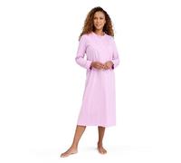 Amber Ladies Print Frill Neck Nightdress Long Sleeve Button Front Cotton Nightie with Pintuck and Frill Details Floral Print Sleepwear Lavender 20-22
