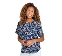 Amber Ladies Print Shell Top with Pocket Navy Floral Print 16