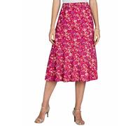Amber Ladies Printed Mesh Lined Skirt with Split Elasticated Waist & Tiered Hem Cerise 22