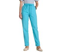 Amber Ladies Pull-On Seersucker Trousers, Lightweight Cotton Crinkle Fabric with Elasticated Waist & Pockets, Summer Casual Fit, Sea Green or Navy, Inside Leg 25"/27"