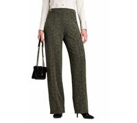 Amber Ladies Pull On Tweed Look Jersey Trousers with Expanding Waistband | Women's Textured Jersey Stretch Waist Fabric Pants with Elegant Gold Button Tabs