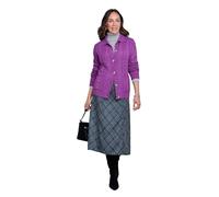 Amber Ladies Scallop Edge Cable Knit Cardigan Button-Through Collared Design with Front Pockets Elegant Knitted Sweater Violet 20-22