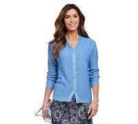 Amber Ladies Sequin Yarn Button Cardigan, Long Sleeve Fine Gauge Sparkle Knit with Silver Buttons, Lightweight Soft Knit Blue 12-14
