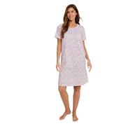 Amber Ladies Short Sleeve Printed Nightdress Ditsy Floral Woven Fabric Button Front Placket Polycotton Sleepwear Sizes 10-24 Length 40in Pink 10-12