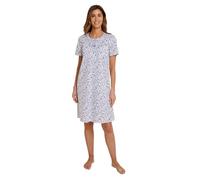 Amber Ladies Short Sleeve Printed Nightdress Ditsy Floral Woven Fabric Button Front Placket Polycotton Sleepwear Sizes 10-24 Length 40in