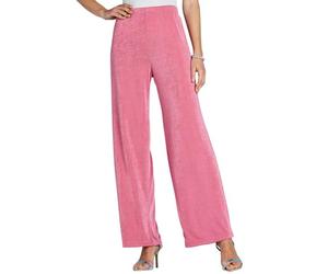Amber Ladies Slinky Wide Leg Trouser Stretch Jersey Fabric with Elasticated Waist Rose 16 Short
