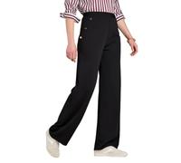 Amber Ladies Smart Pull On Scuba Crepe Stretch Fabric Trousers | Women's Soft Fabric Pants with Expanding Elasticated Waist / Waistband and elegant Gold Button Tab Detailing