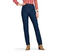 Amber Ladies Smart Stretch Jeans with Slant Pockets, Button Tab Detail, Elasticated Waist (Size 10-20, Leg 25" or 27") Indigo 14 Short