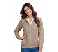 Amber Ladies Soft Acrylic Knit Cabble Zip Cotton-Feel Cardigan with Front Pockets, Classic Style Zip Front, Natural or Aqua, Sizes 10-34 Natural 16-18