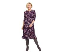 Amber Ladies Soft Brushed Fabric Jersey Print Dress Fit and Flare 3/4 Sleeve Scoop Neck Dress