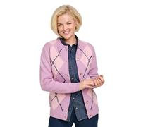 Amber Ladies Soft Knit Argyle Gold Button Cardigan Mauve 20-22